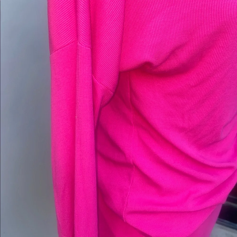 GENERATION LOVE Vibrant Pink Long Sleeve  2 pc. Outfit off shoulder on one side